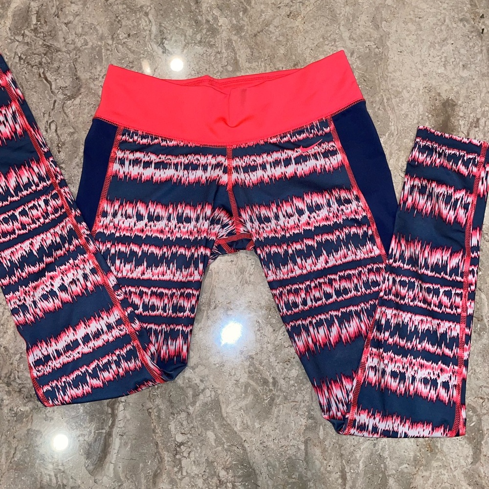 Women’s Tie Dye Nike Dri Fit Pink and Grey Long Leggings lightly used Size S